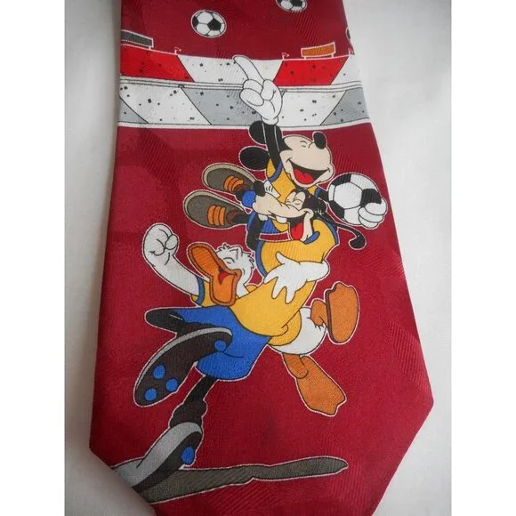 Vintage Disney Soccer Burgundy tie Mickey Donald - Picture 2 of 7